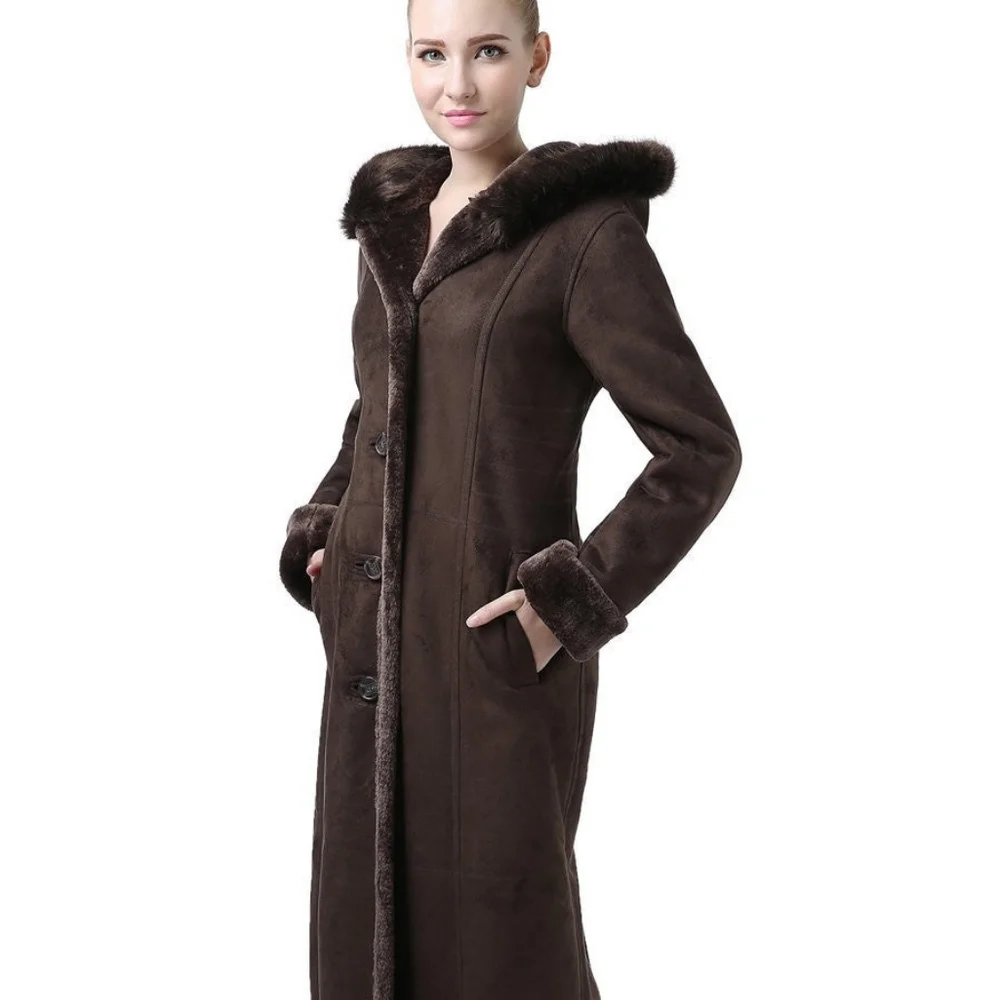 ❌SOLD❌ BGSD Hooded Shearling Maxi Walking Coat - Picture 5 of 8
